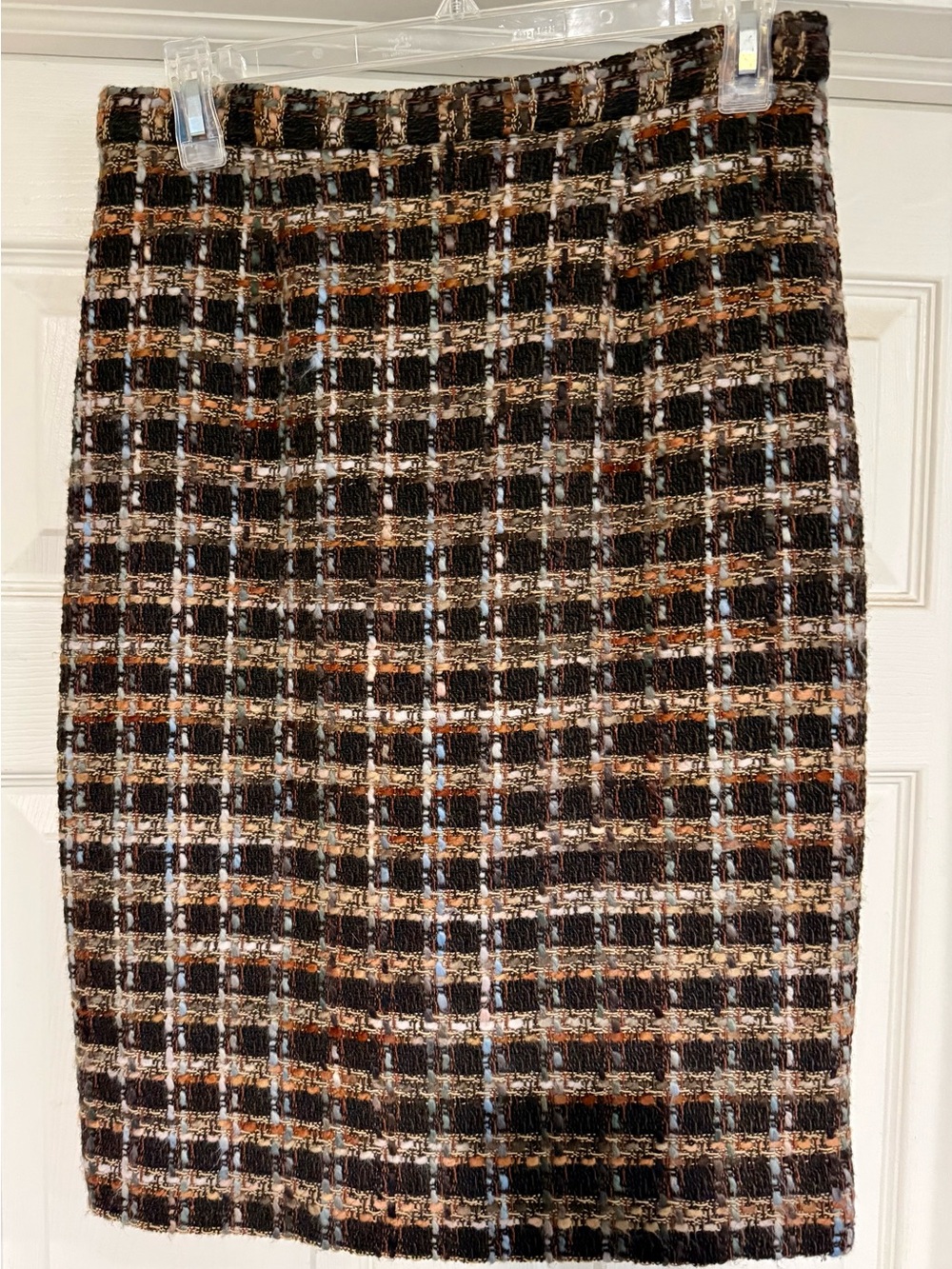 Vintage Bloomingdale's Plaid Tweed Pencil Skirt